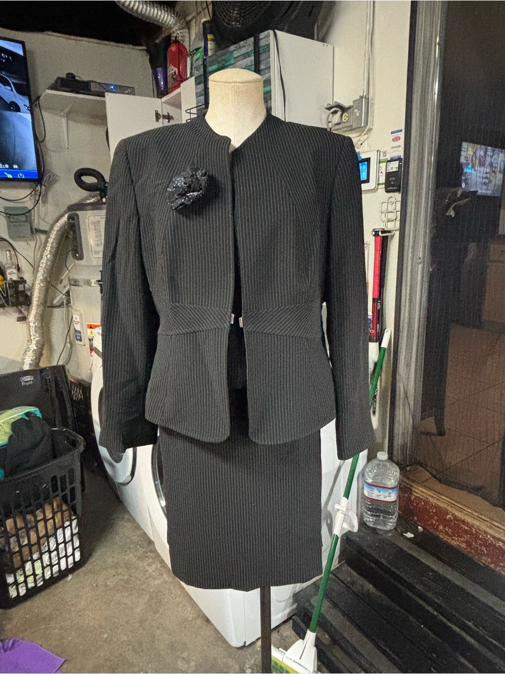 Women's Black pinstriped 3 piece suit